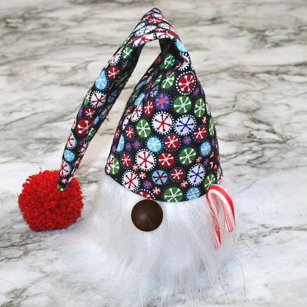 HAND CRAFTED Gnome Red Christmas Air Freshener Cover Decor - Candy Snowflakes